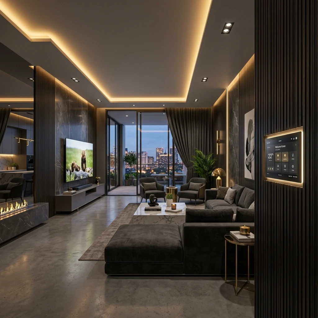 Living room with integrated lighting